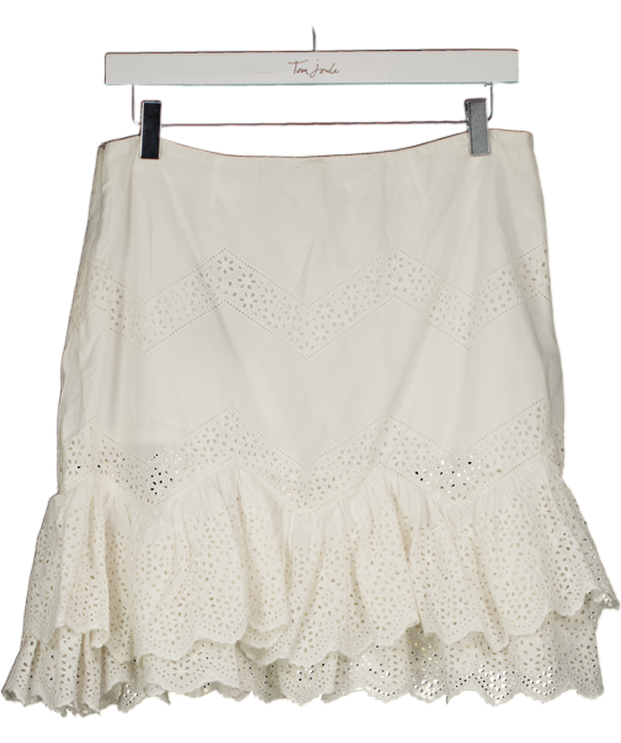H&M White Broderie Tiered Mini Skirt UK 14