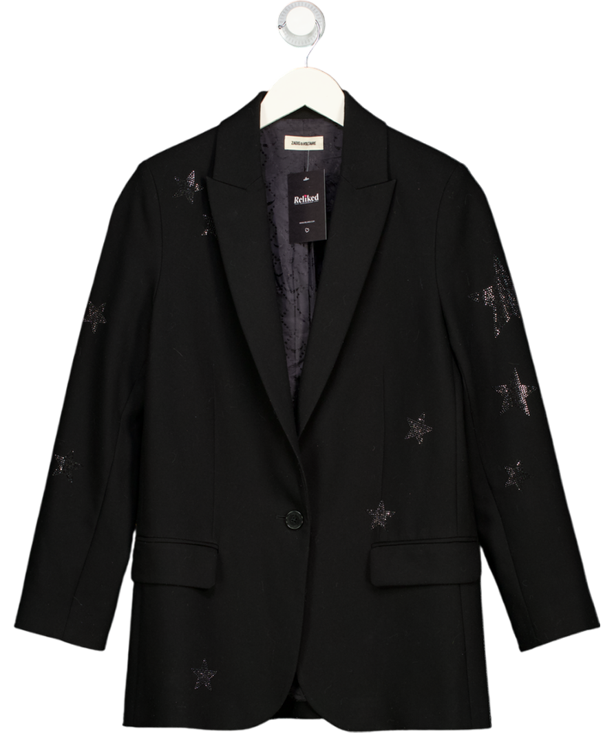 ZADIG & VOLTAIRE Black Viva Bis Star Embellished Blazer Fr36 UK 8
