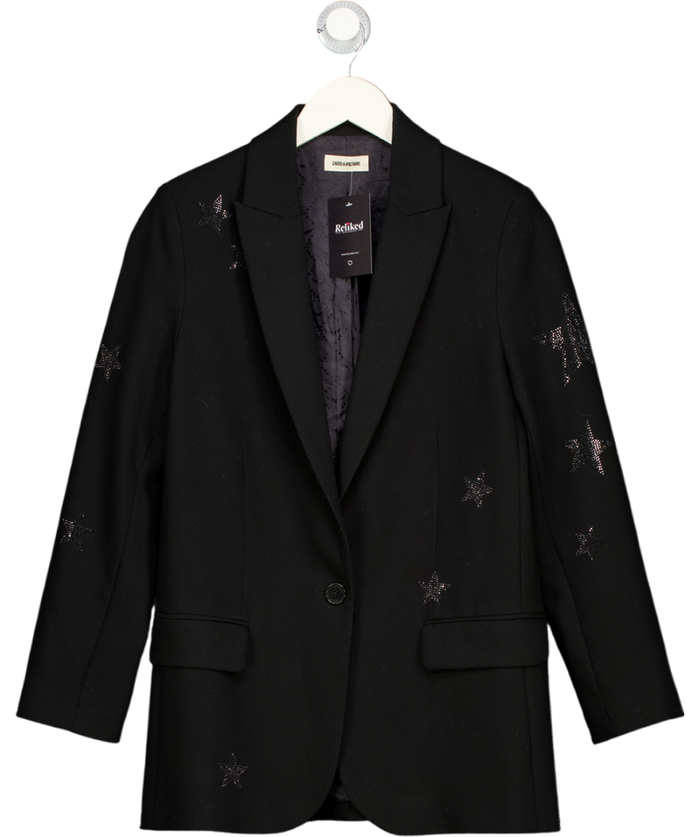 ZADIG & VOLTAIRE Black Viva Bis Star Embellished Blazer Fr36 UK 8