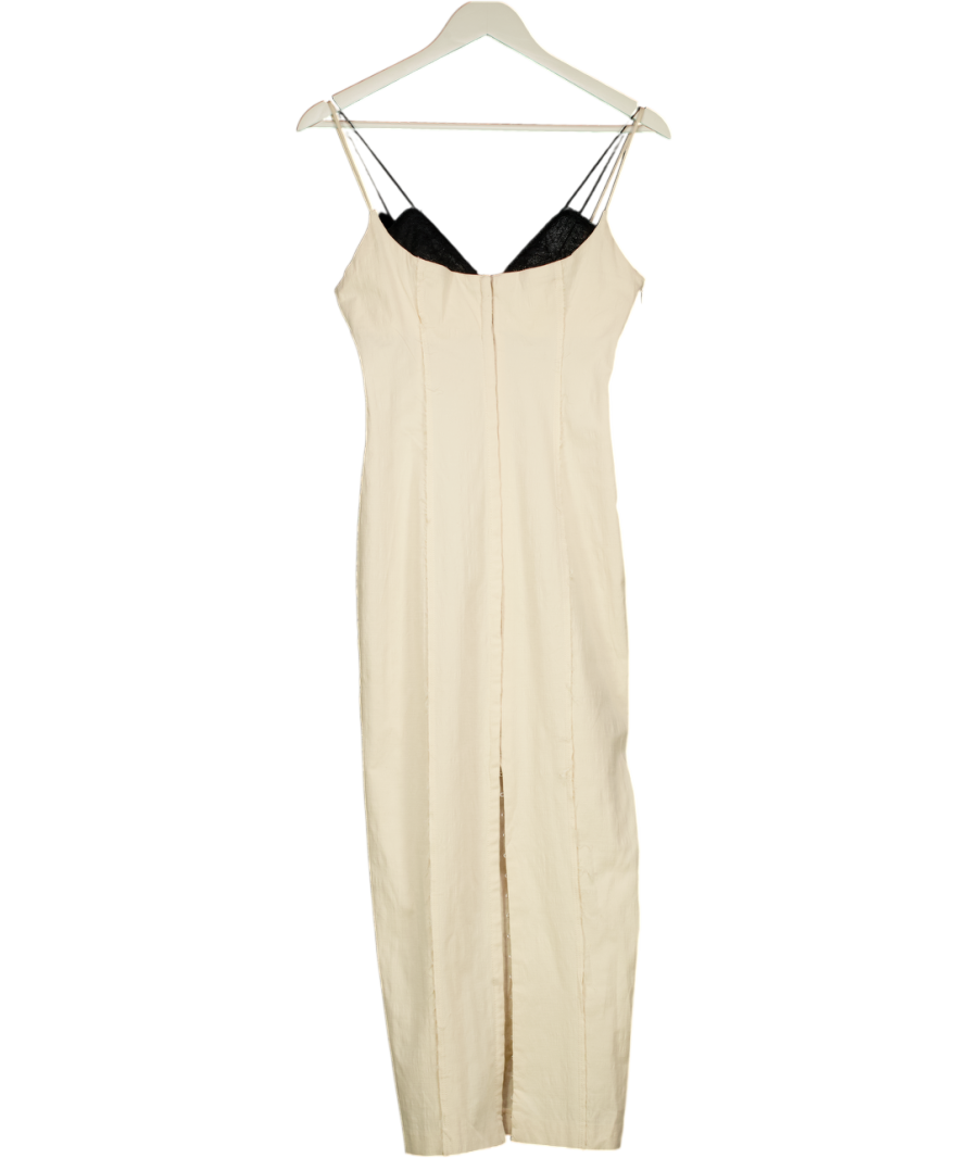 ZARA Beige / Lack Lace Trim Corset Midi Dress UK S Reliked ZARA Beige / Lack Lace Trim Corset Midi Dress UK S Reliked
