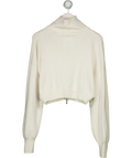 Bo + Tee White Ribbed Zip Cardigan UK S