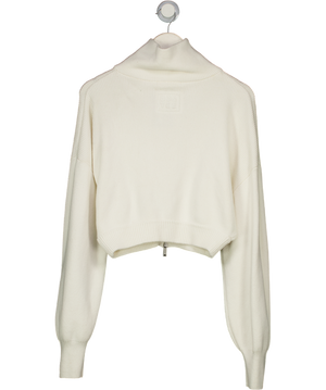 Bo + Tee White Ribbed Zip Cardigan UK S