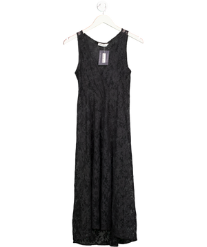 SUSAMUSA Black Sheer Lace Maxi Dress UK XS