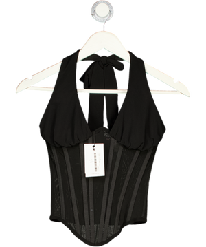 SYDNEY LANE Black Grace Plunge Corset Top UK S