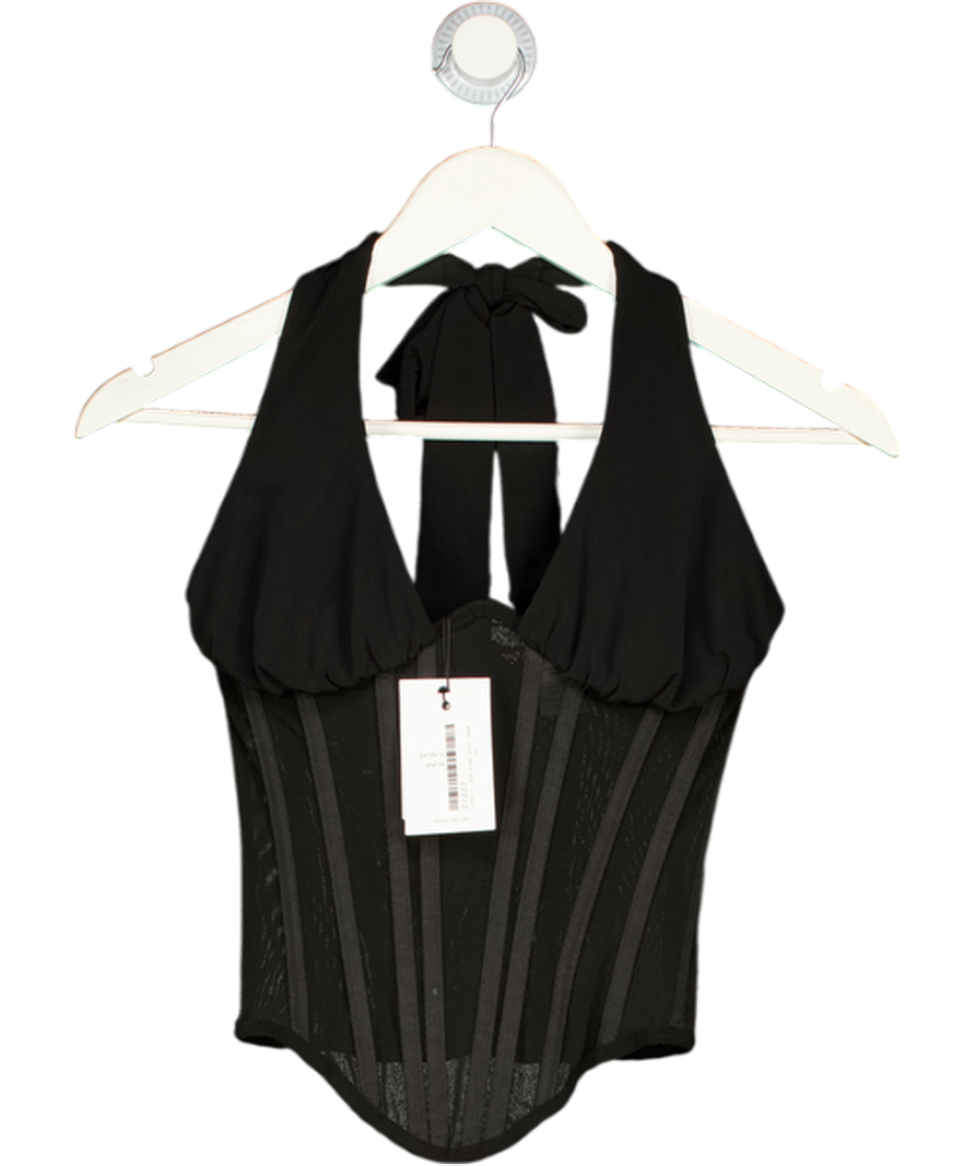 SYDNEY LANE Black Grace Plunge Corset Top UK S