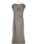THREADBARE Sleeveless Woven Gingham Dress With Ruched Detail In Black & White UK 8