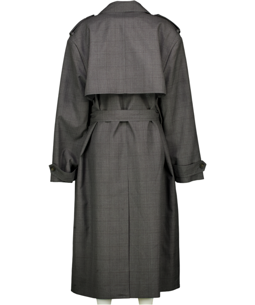 THE FRANKIE SHOP Grey Bleecker Plaid Trench Coat UK S