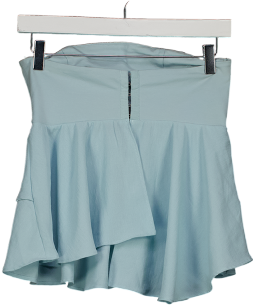 ZARA Dusty Blue Strapless Tiered Top UK M