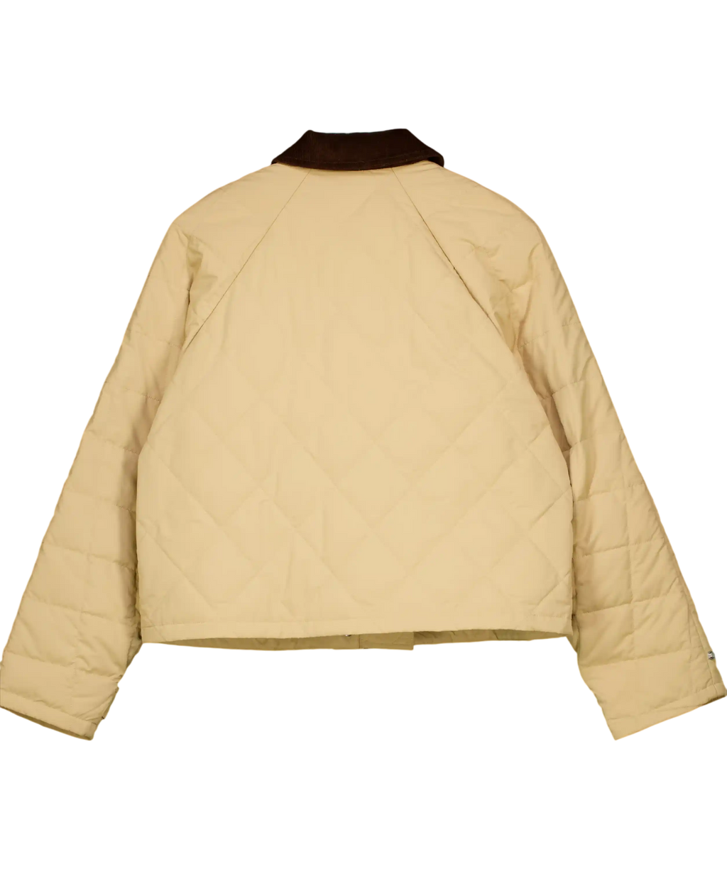 Fabrique E X Hannah Cook Isla Contrast Collar Quilted Down Jacket Beige UK S