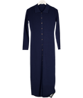 commense Blue Long Sleeve Button Knit Maxi Dress UK XS