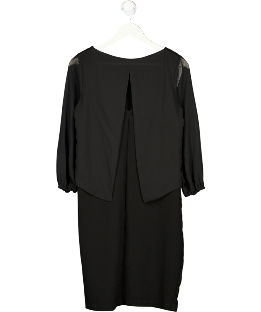 David Emanuel Black Chiffon sleeve Midi Dress With Cape Detail UK 10
