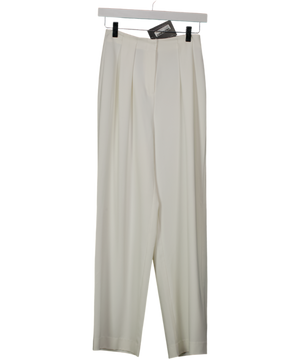 Goelia White Lightweight Pleated Wide Leg Trousers UK XS/S
