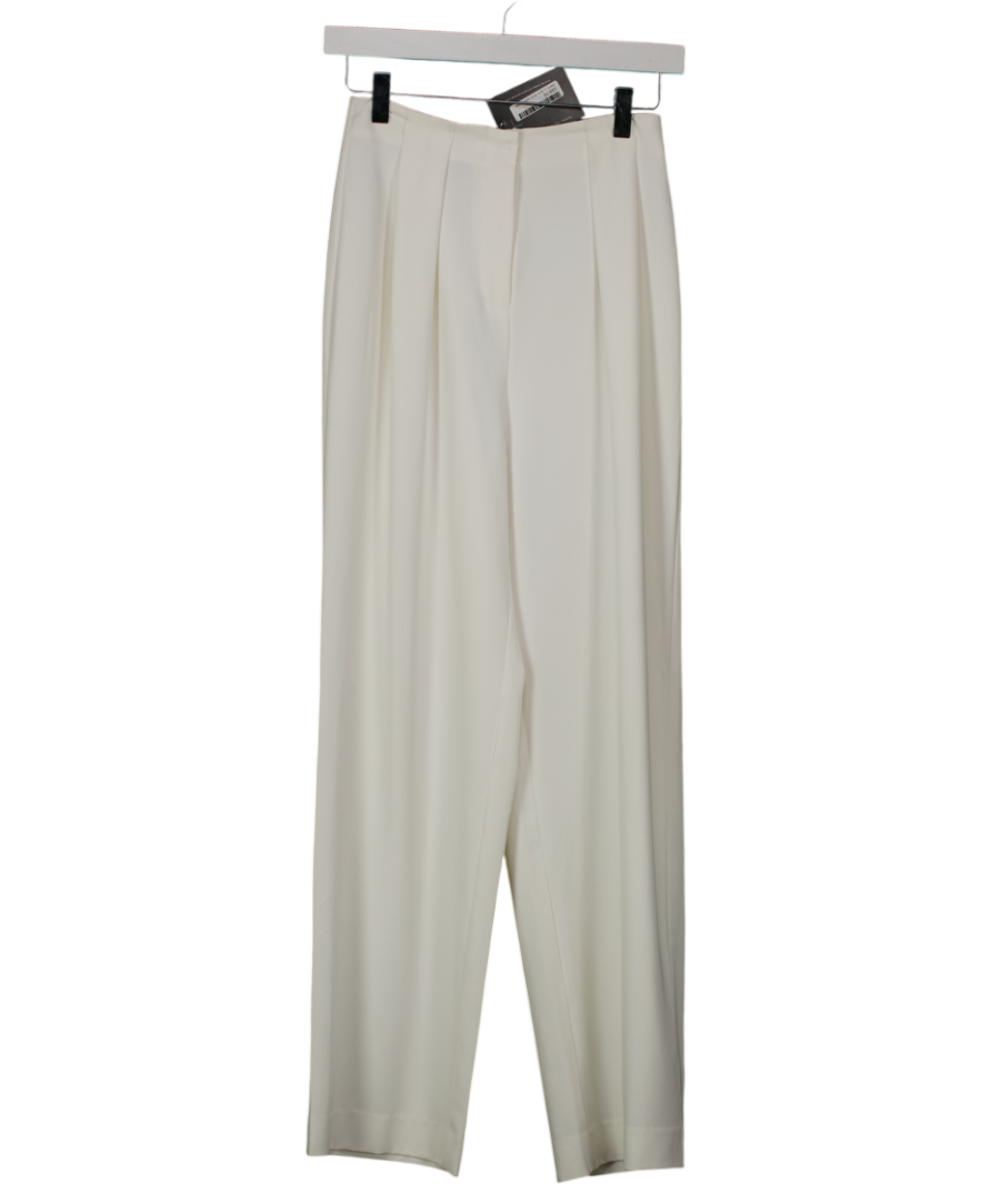 Goelia White Lightweight Pleated Wide Leg Trousers UK XS/S
