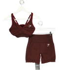 GYMSHARK Brown 2-piece Burgind/brown Bike Shorts And Sports Bra Set UK S/M