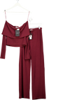 4th & Reckless 2-piece Dark Red Emmy Dark Red Bardot Foldover Top And Trousers Set UK 6