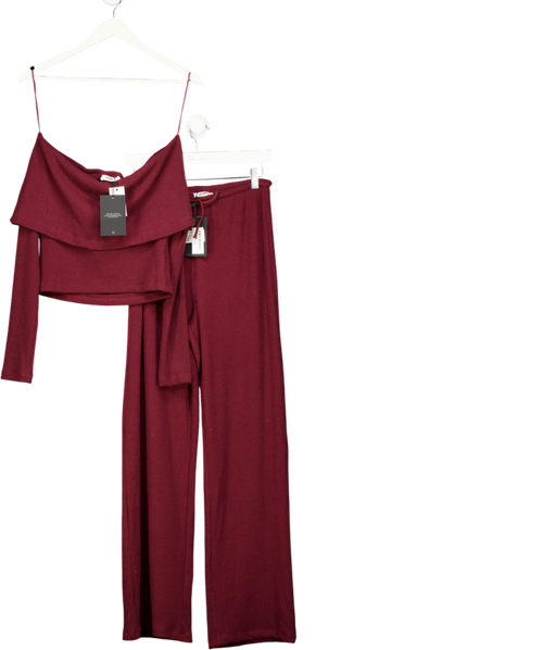 4th & Reckless 2-piece Dark Red Emmy Dark Red Bardot Foldover Top And Trousers Set UK 6