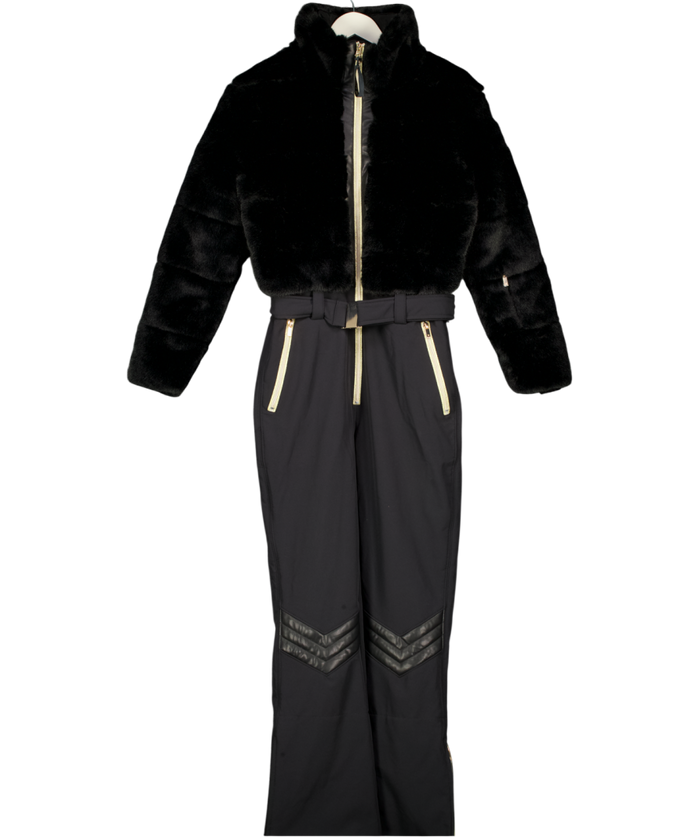 MY SUNDAY SKI Black Altitude Faux Fur Ski Suit - Panthère UK S