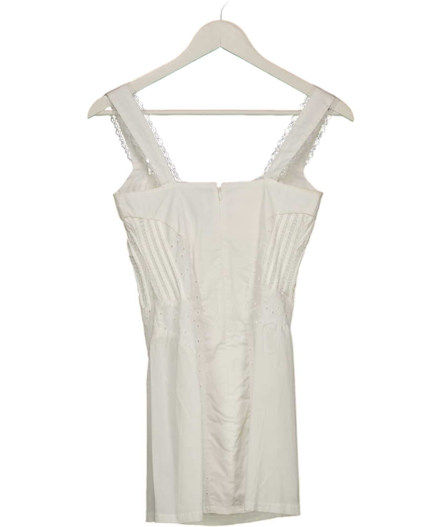 WITH JEAN White Lace Detail Layla Corset Mini Dress UK XS