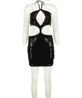 WHITE FOX Black Sparkle Cut Out Mini Dress UK M