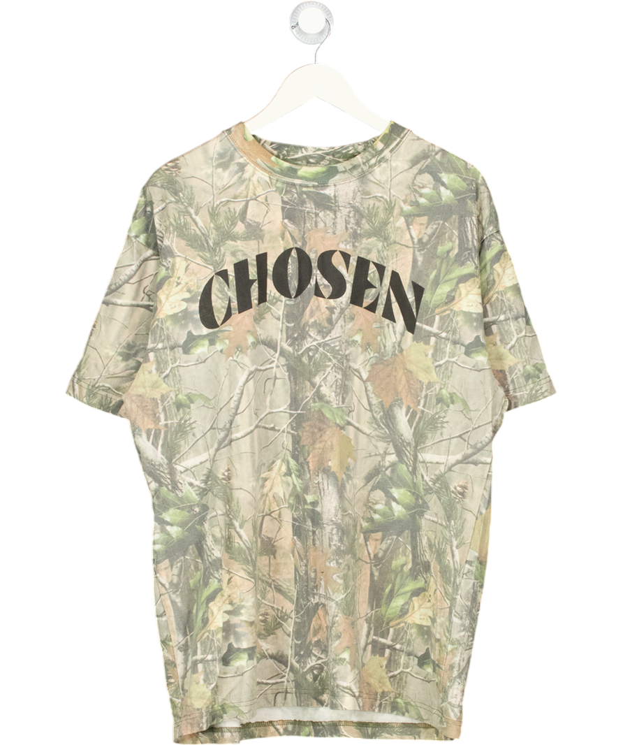 Cotton Collective Green Oversized "chosen" Box Camo T-shirt UK L