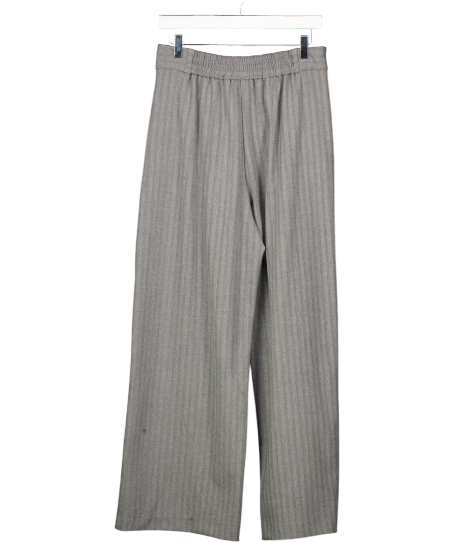 River Island Grey Herringbone Wide Leg Trousers UK 10