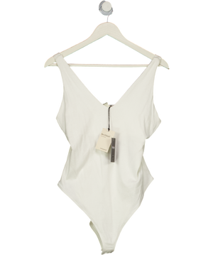 RIVER ISLAND X Olivia Attwood  White Sleeveless Cotton Rich Bodysuit UK M
