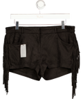 SUPERDOWN Black Karina Fringe Faux Suede Shorts UK M