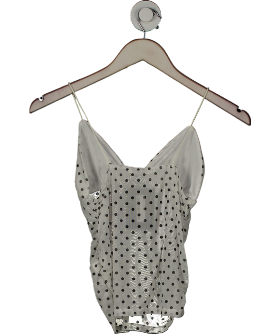ZARA White / Black Mesh Polka Dot Cami Top UK S