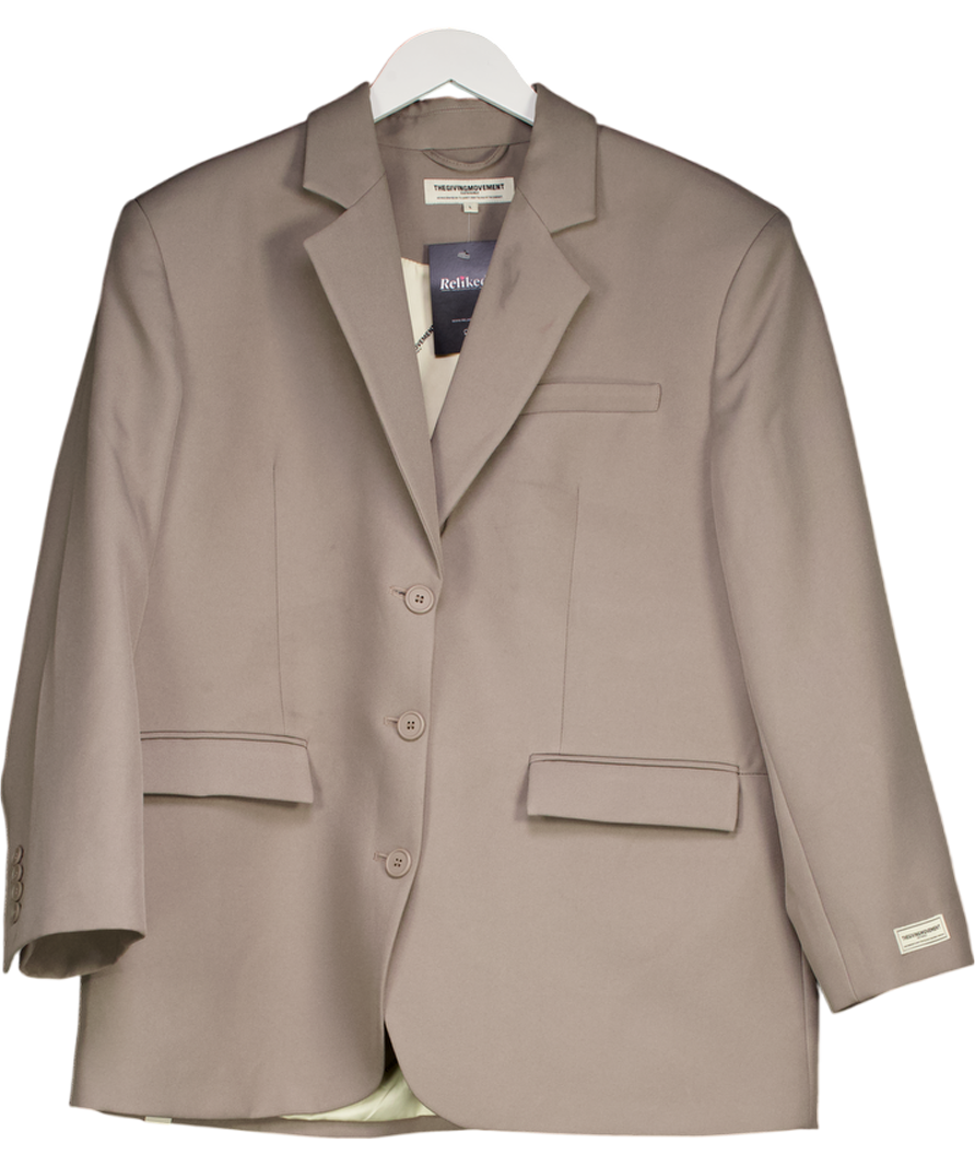 The Giving Movement Grey Structured Oversized Blazer UK L