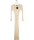WHITE FOX Beige Ribbed Knit Long Sleeve Maxi Dress UK XXS