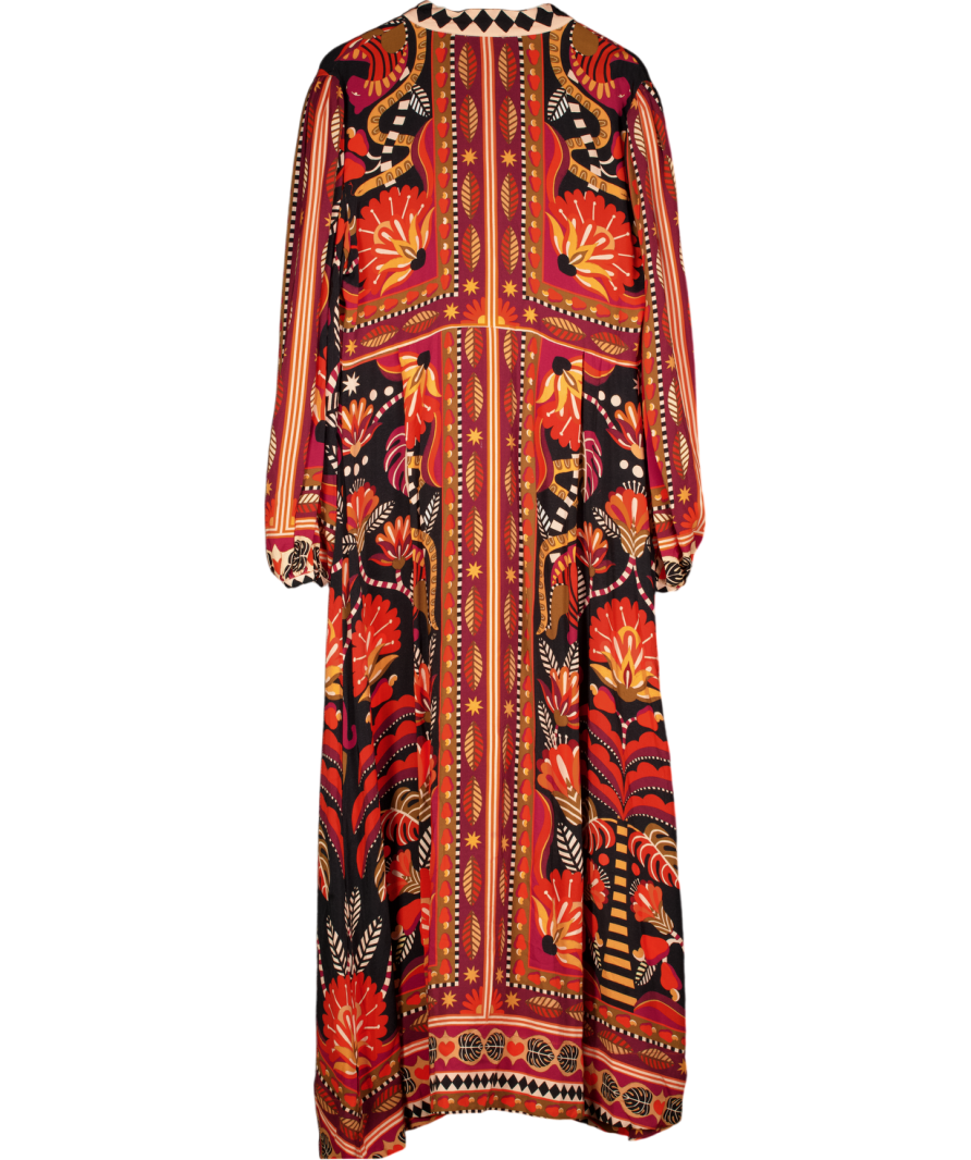 FARM RIO Nature Beauty Scarf Long Sleeve Maxi Dress UK XL
