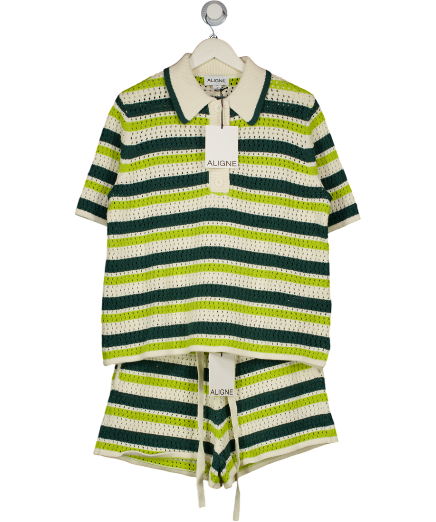 ALIGNE 2-piece Green Mix Dax Crochet Top And Faro Shorts Set UK M