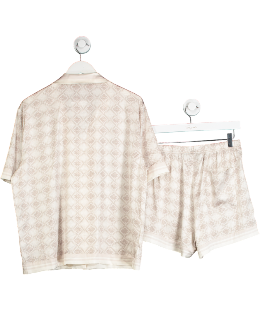 The Couture Club Beige Emblem Print Shorts And Shirt Set UK 10