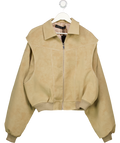Lioness Beige Latte Faux Leather Vista Bomber UK S