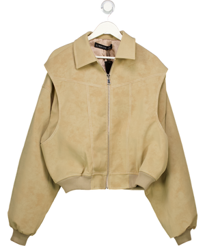 Lioness Beige Latte Faux Leather Vista Bomber UK S