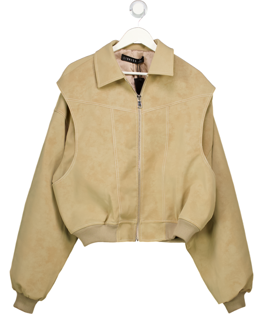 Lioness Beige Latte Faux Leather Vista Bomber UK S