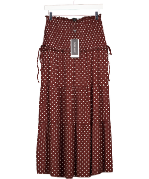 TIGER MIST Brown Denali Ruched Drop Waist Maxi Skirt UK S
