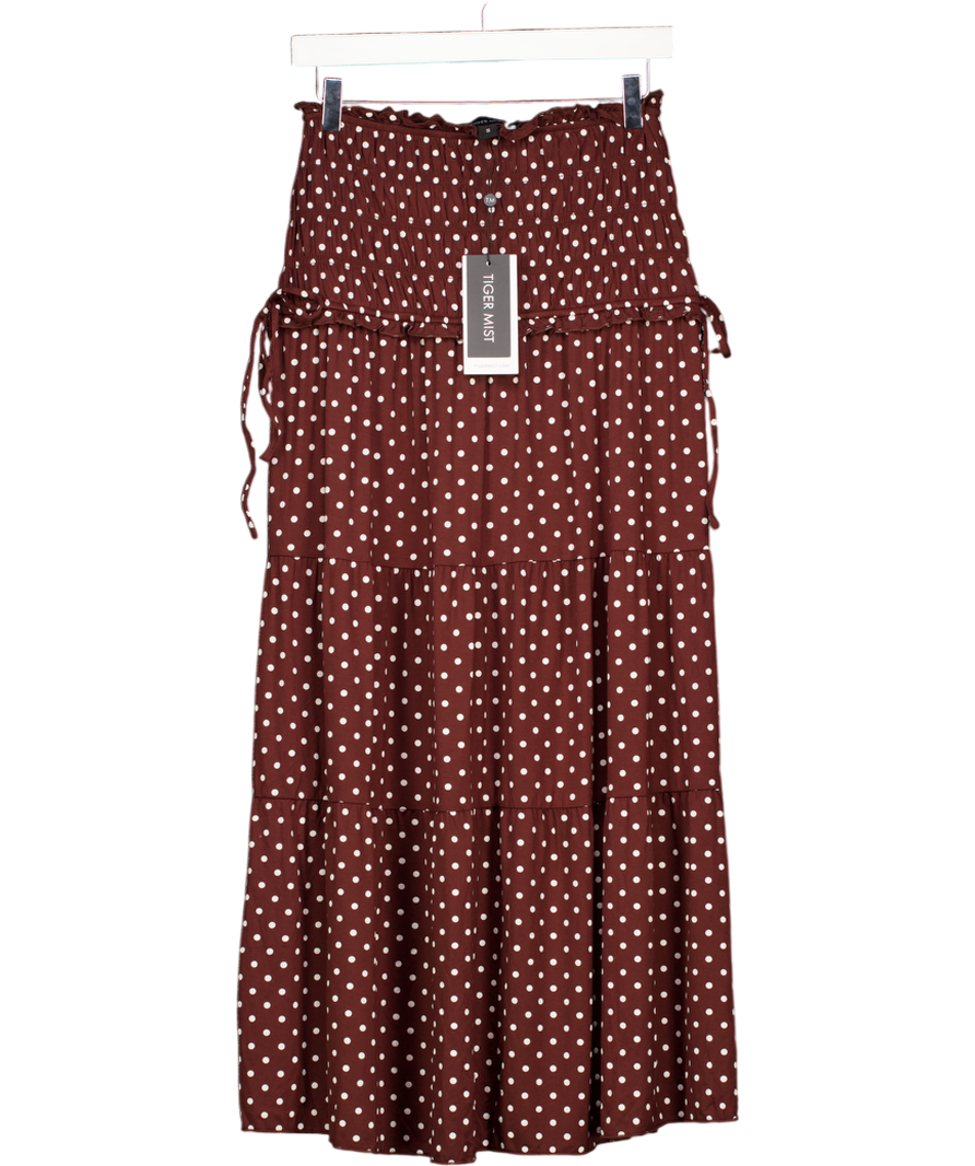 TIGER MIST Brown Denali Ruched Drop Waist Maxi Skirt UK S