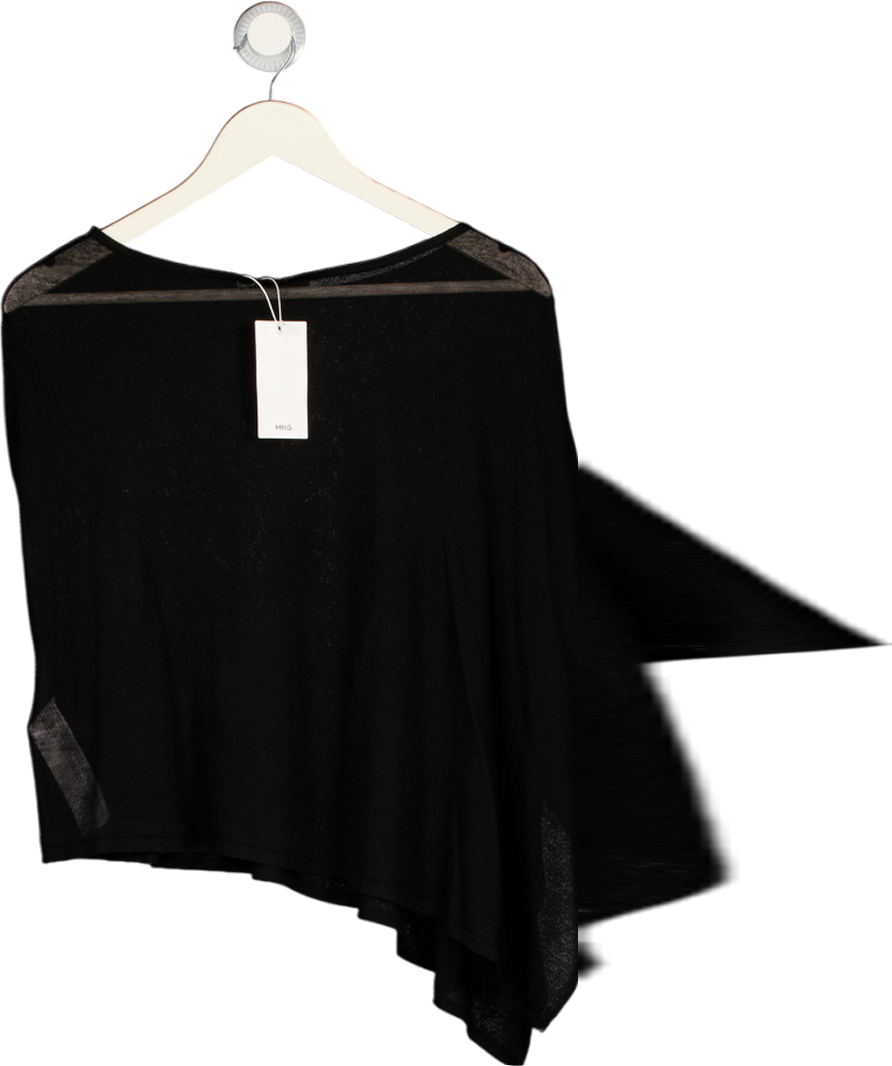 MANGO Black Asymmetrical Knitted Cape UK XS/S