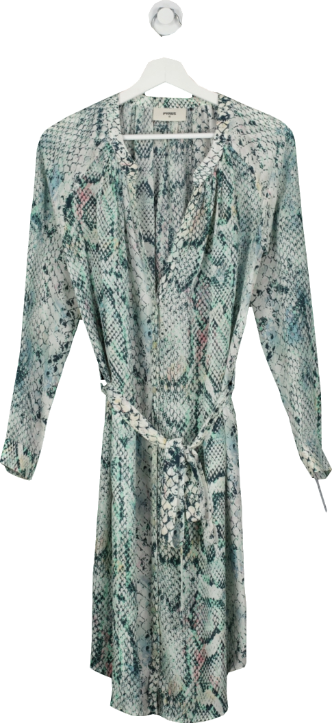 pyrus Multicoloured Silk Python Printed Shirt Dress UK S