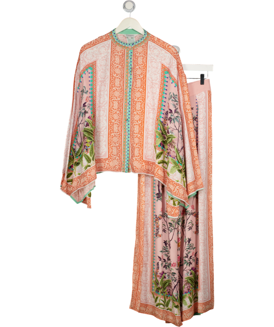 RAISHMA STUDIO Multicoloured 2-piece Floral Print Shirt & Whide Leg Trouser Set UK 8