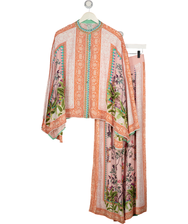RAISHMA STUDIO Multicoloured 2-piece Floral Print Shirt & Whide Leg Trouser Set UK 8