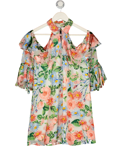 ALICE + OLIVIA Multicoloured Blayne Cold-shoulder Floral-print Fil Coupé Mini Dress UK XS