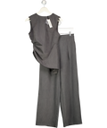 COMMENSE 2-piece Grey Sleeveless Asymmetric Top & Pleated Trouser Set UK S