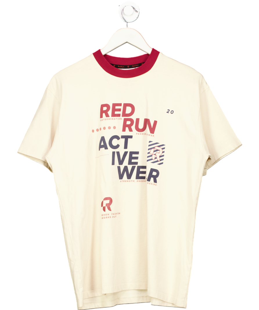 red run Beige Logo Oversized T-shirt UK S