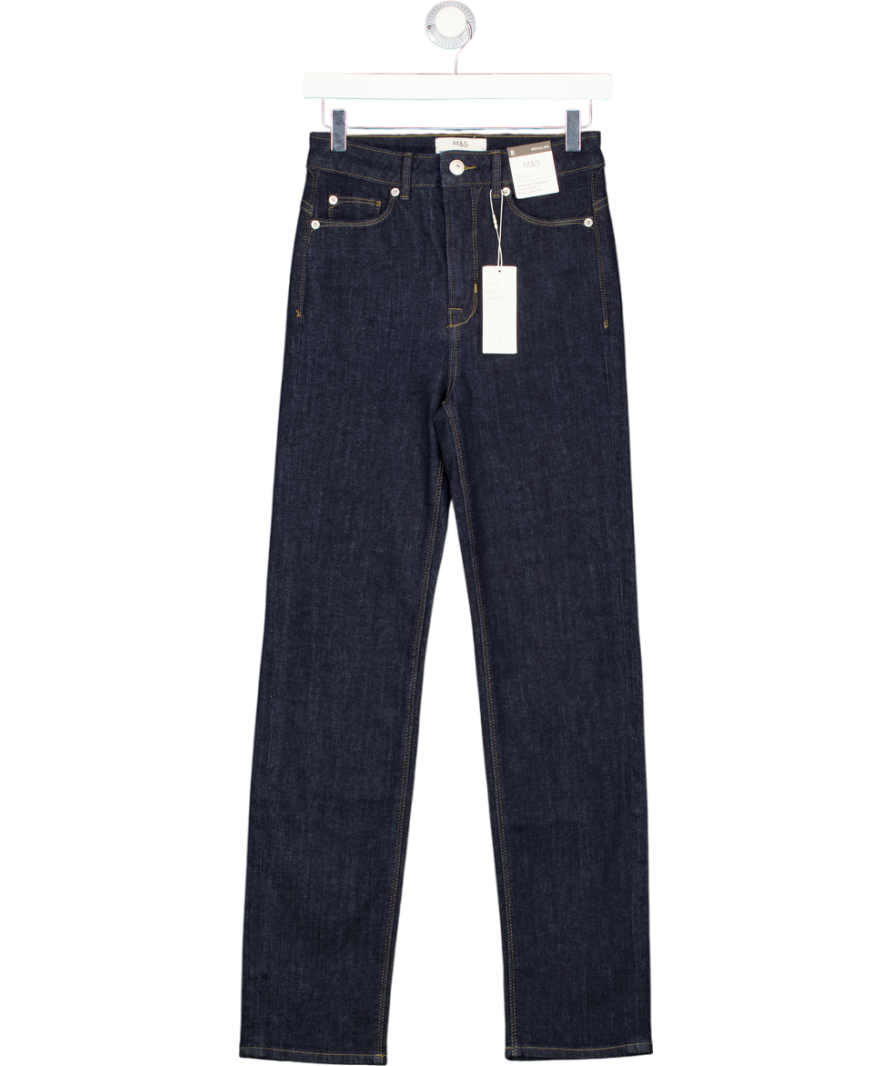M&S Dark Blue Magic Shaping High Waisted Straight Leg Jeans UK 8