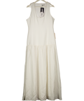 ODDMUSE Cream Linen Mix Dropped Waist Maxi Dress UK XL
