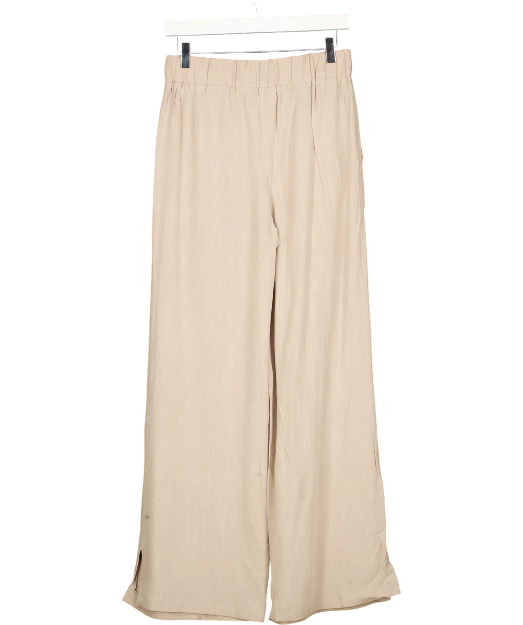 Lipsy Beige Camel Linen Wide Leg Trousers UK 10