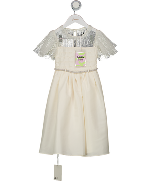 Self Portrait Cream Ivory Taffetta Dot Mesh Dress 4 - 5 Years