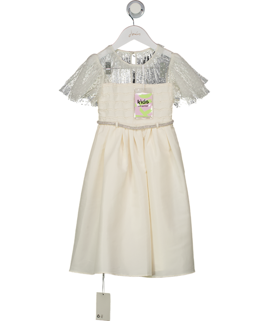 Self-Portrait Cream Ivory Taffetta Dot Mesh Dress 4 Years